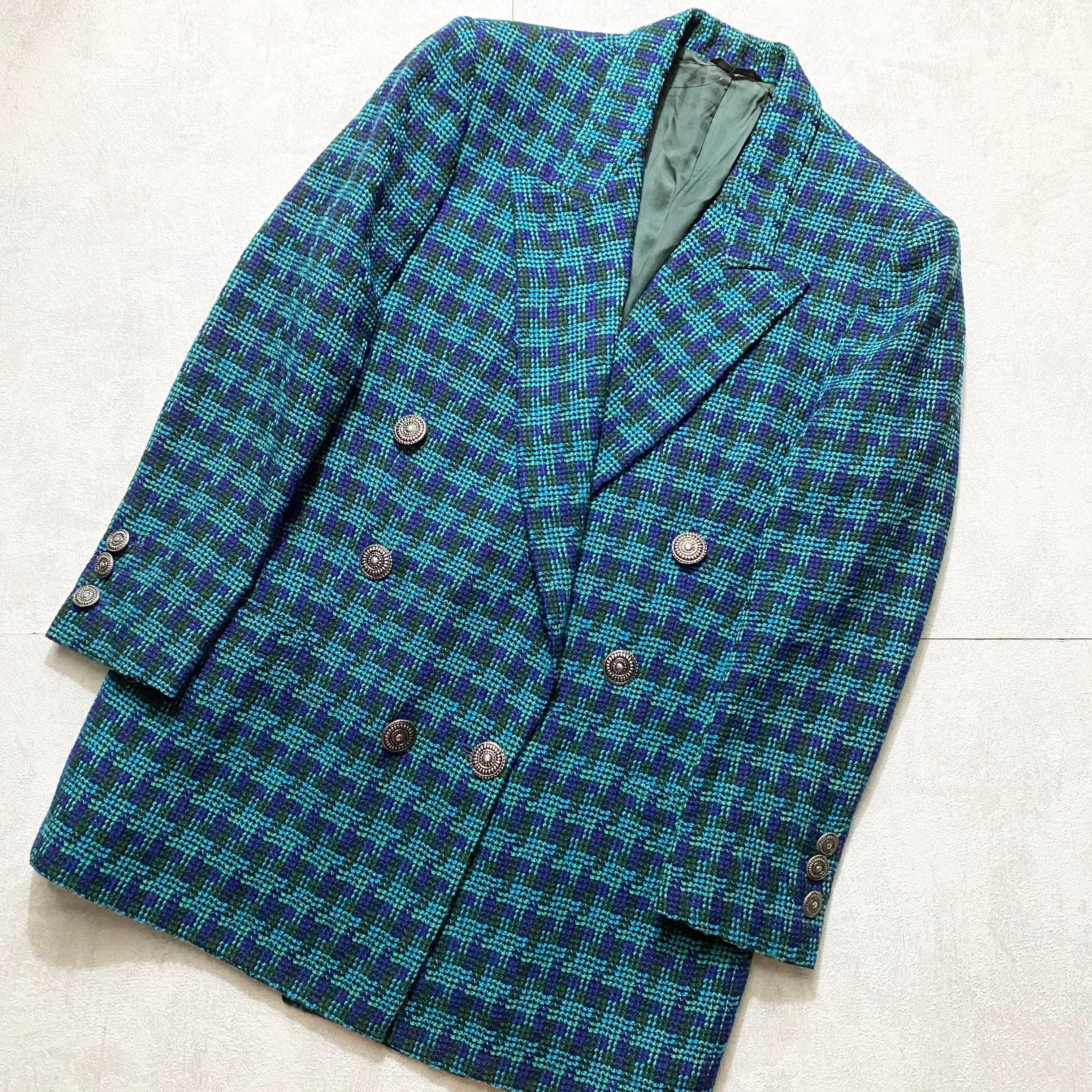 vintage ISTANTE multi color woven double breasted tailored jacket 