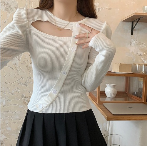 【大きいサイズXL-4XL】【秋冬新作】ファッションセーター♪ブラック/ホワイト2色展開◆#sermc-278617