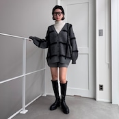 ウールライクショートニットPT/グレー