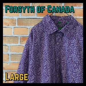 【Forsyth of Canada】 長袖 柄シャツ ノンアイロン L アメリカ古着 綿