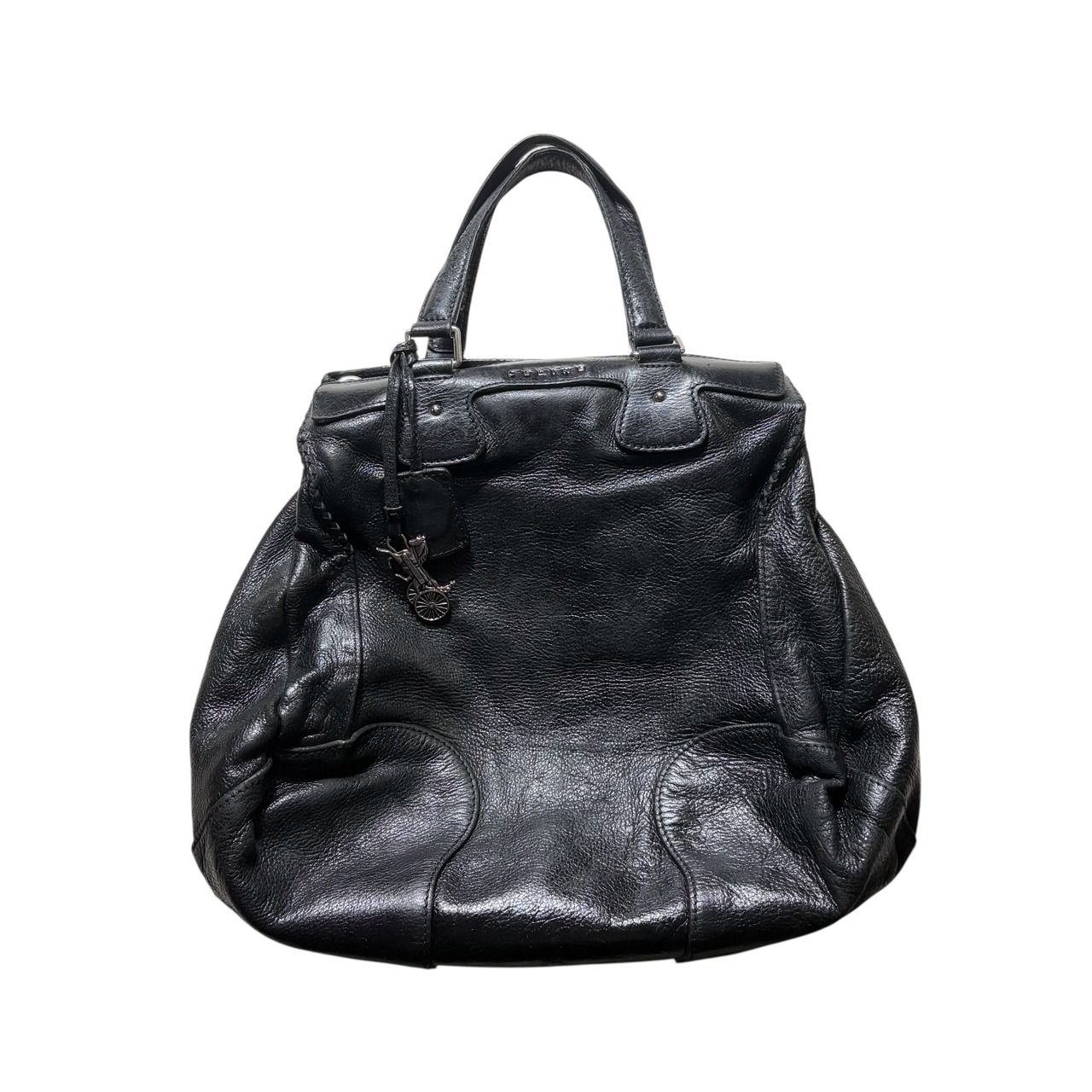 CELINE black leather hand bag “Orloff”