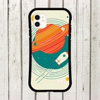 受注生産 iPhoneケース リング惑星とロケットの宇宙柄｜ロケットモチーフ RFSP007C