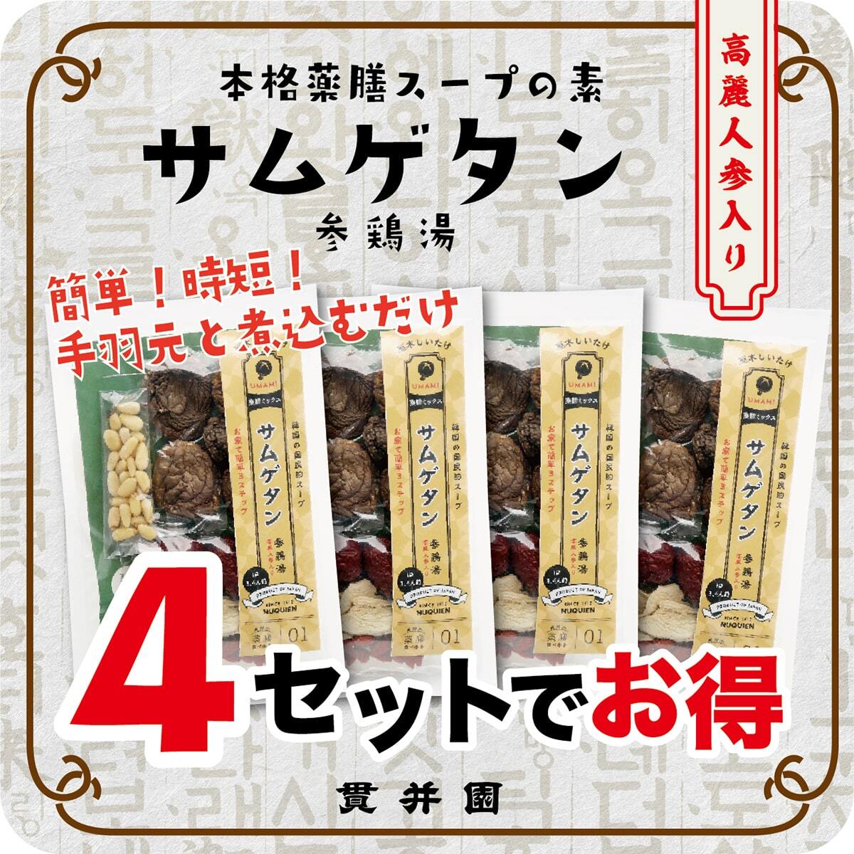 送料無料:4セット】サムゲタン（参鶏湯）スープの素 薬膳ミックス 4