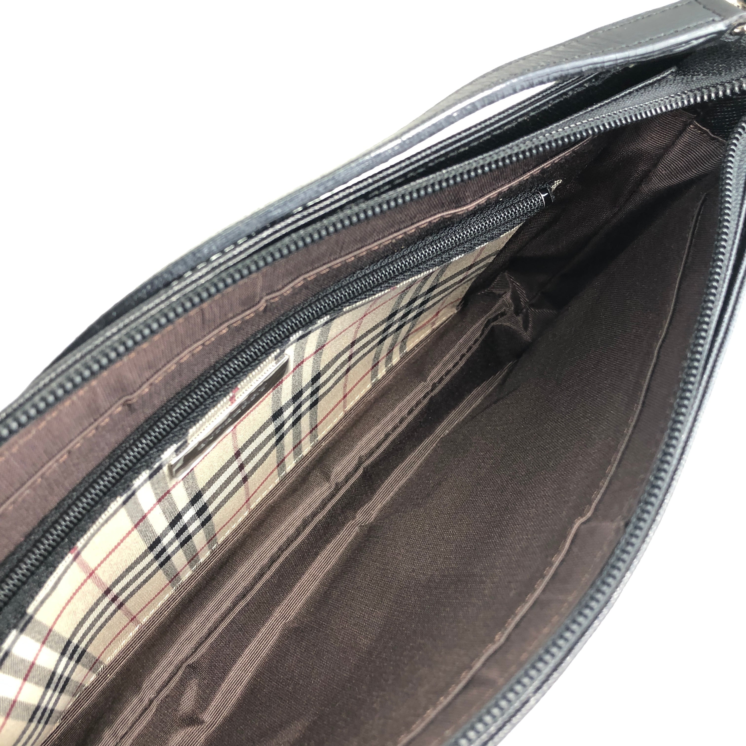 BURBERRY バーバリー ハンドバッグ ブラック ロゴ レザー ワン