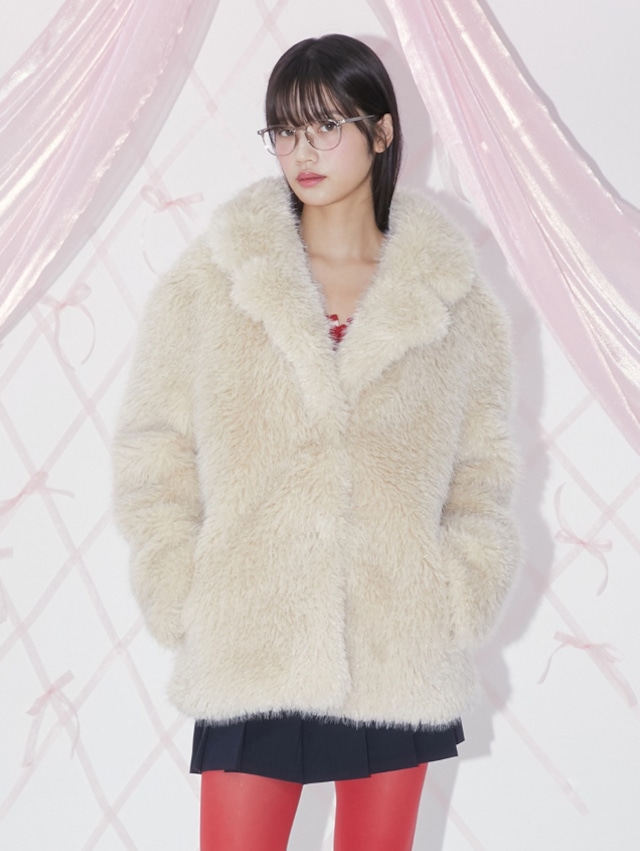 [MARGARIN FINGERS] GRACE FUR JACKET (BEIGE) 正規品  韓国 ブランド 韓国ファッション 韓国代行 マーガリンフィンガーズ 日本 店舗