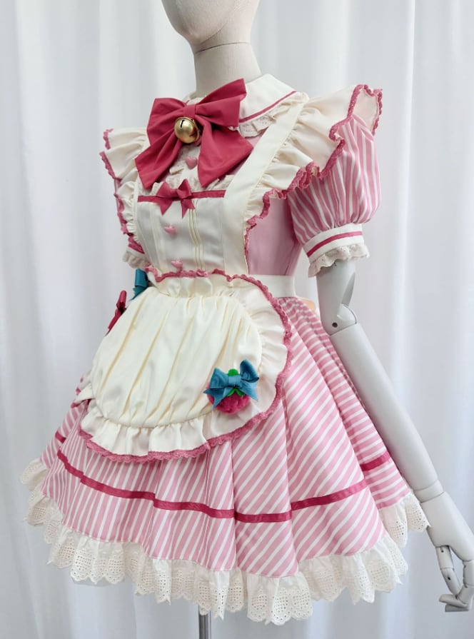 ゆめかわ♡ピンクいちごメイド服（シングルスカート）kos68