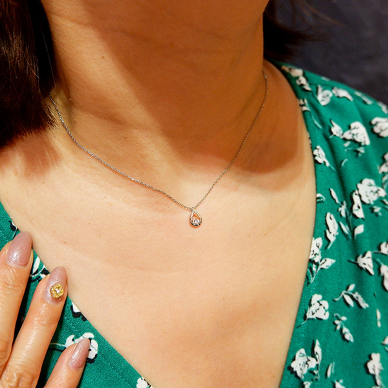Necklace ハワイアンジュエリー ネックレス ドロップ しずく CZ 