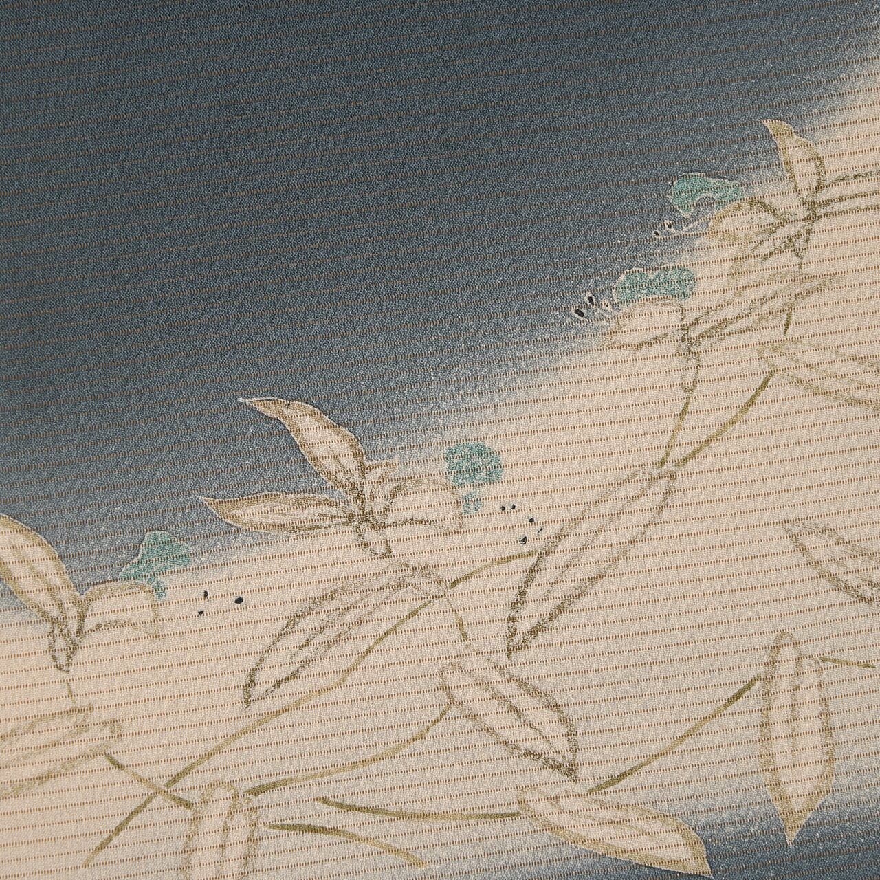 ツユクサの模様 絽ちりめん 夏名古屋帯【中古】 | かわの屋