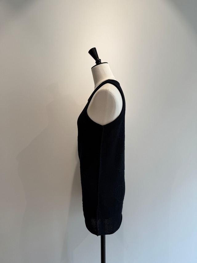 TAN/26SS-11 PAISLEY KNIT TANK TOP BLACK