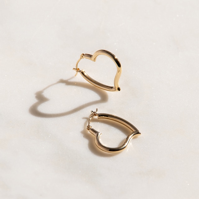 K18イエローゴールド ハートフープピアス 【MKY0115P1】