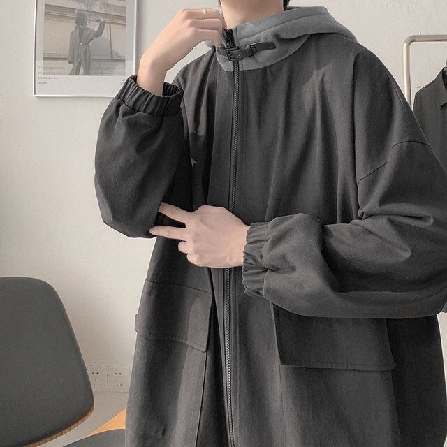 【予約販売】ジャケット 薄手 ブルゾン アウター ショート丈 メンズ ブルー ブラック お洒落 こなれ感 ベーシック 秋冬春 大きいサイズ M/L/XL