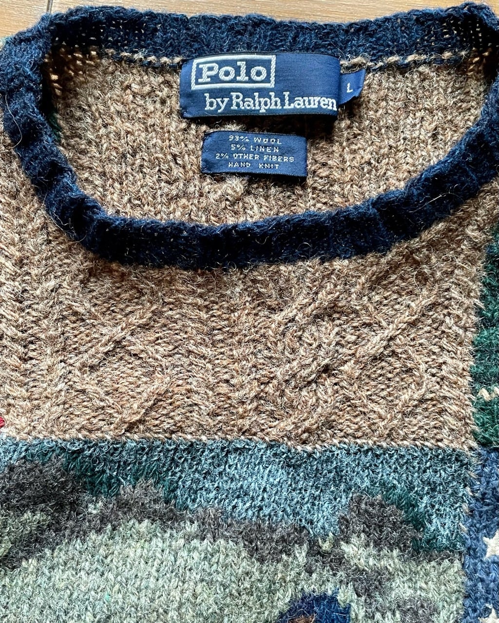 90年代 Polo Ralph Lauren ハンドニットパッチワークセーター 90年代 Polo Ralph Lauren ハンドニットパッチワークセーター