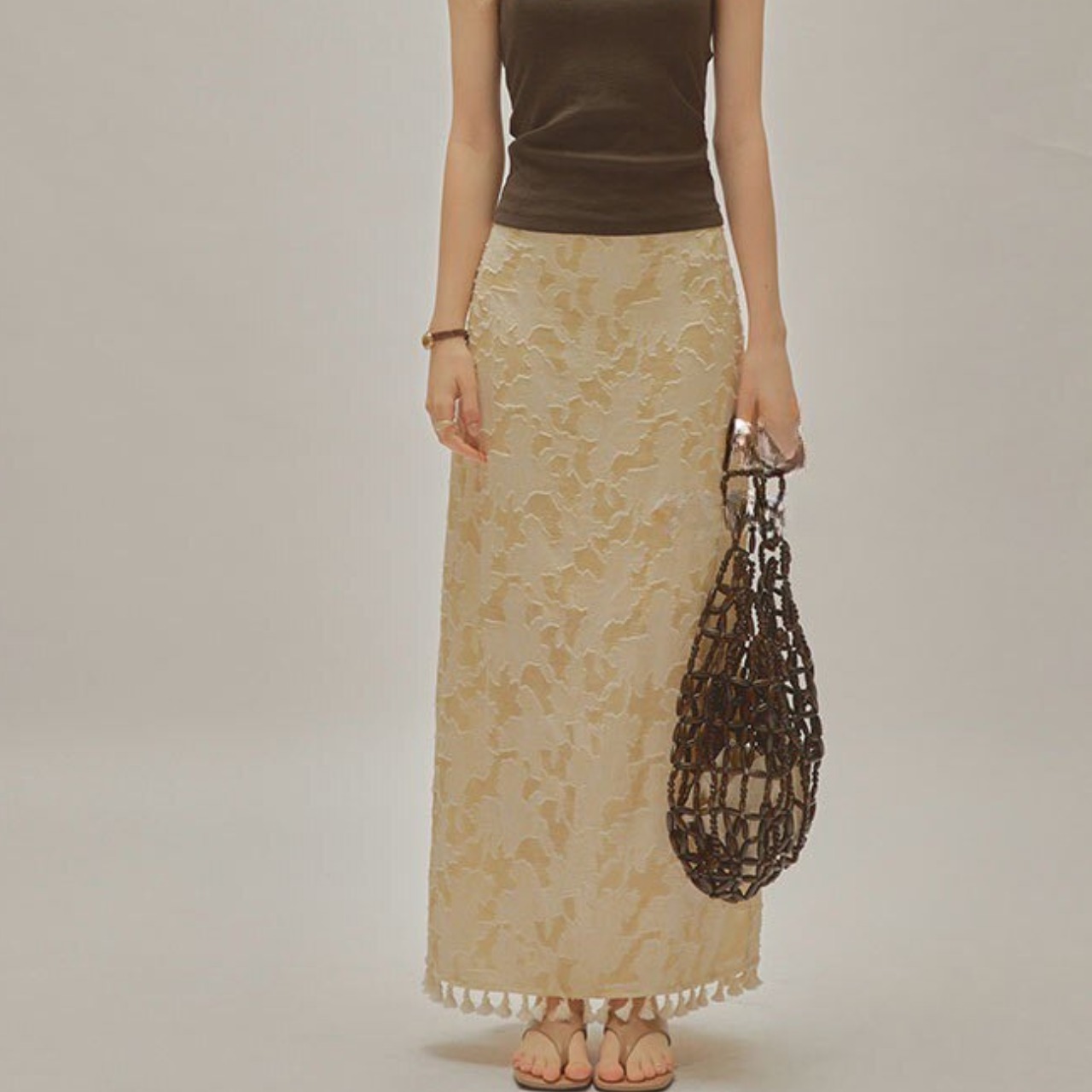 Snake Pattern Tassel Long Skirt  T4627