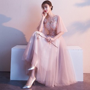 ★送料無料★11号(L)★チュール袖フリルのパ－ティ－ドレス(OPN2475)