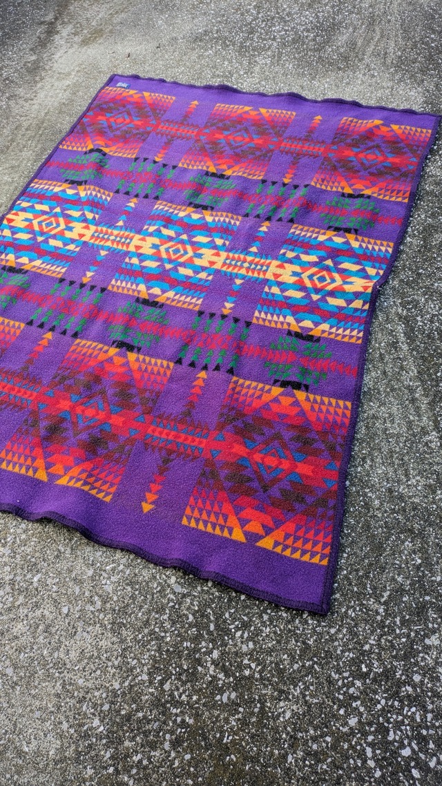 Vintage BeaverState Pendleton Wool Rug Native Blanket USA PuepleBase