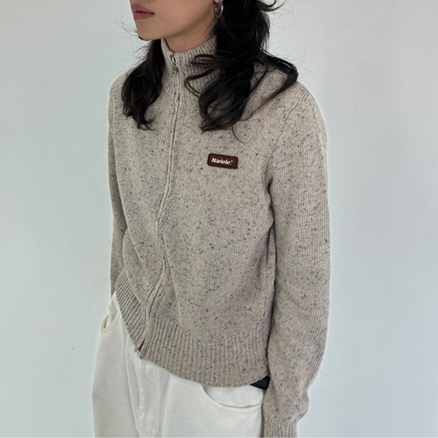 stand collar knit zip up　スタンドカラーニットジップアップ　J0673