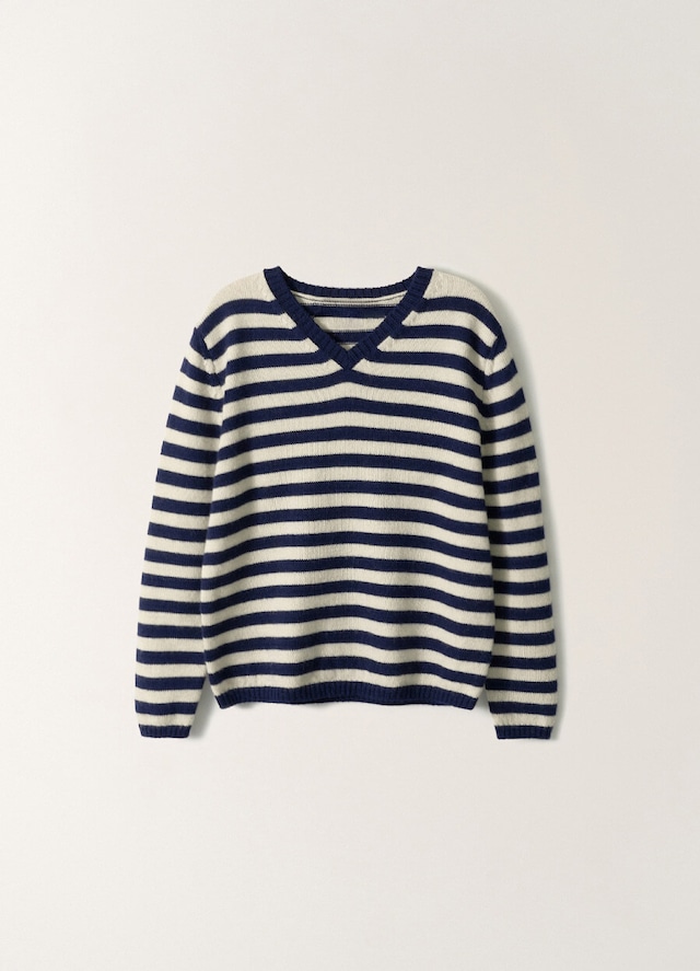 [NOTHING WRITTEN] Molly V-Neck Pullover (Ivory Stripe) 正規品 韓国ブランド 韓国通販 韓国代行 韓国ファッション ナッシングリトゥン 日本 店舗
