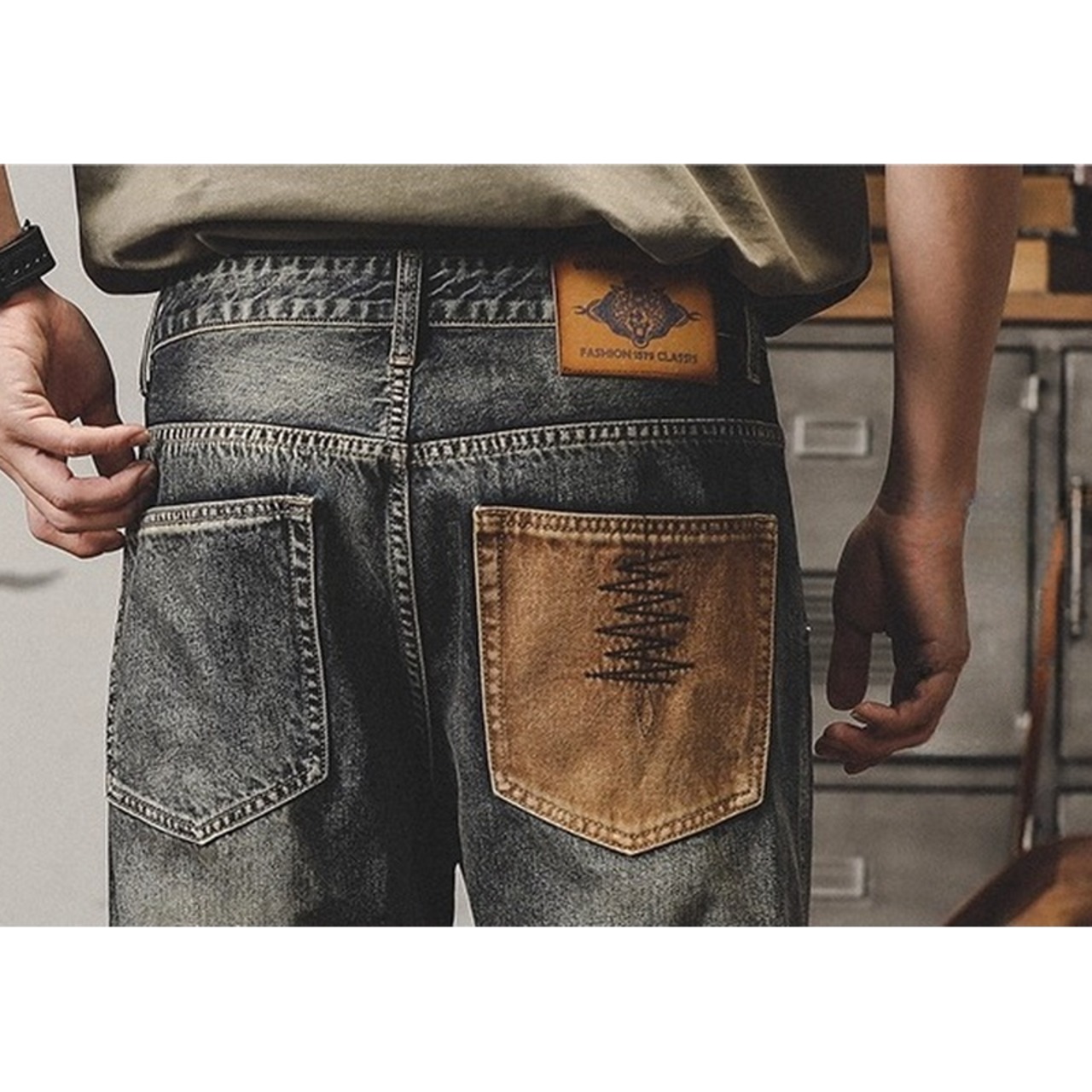 パッチポケットヴィンテージデニムパンツ 10214