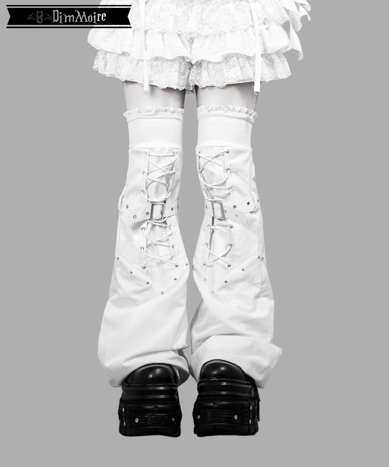拘束編み上げニーハイウォーマー‎【White】