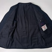 PAPAS パパス Harris Tweed ノーカラー ヘリンボーン ネップ ツイードジャケット