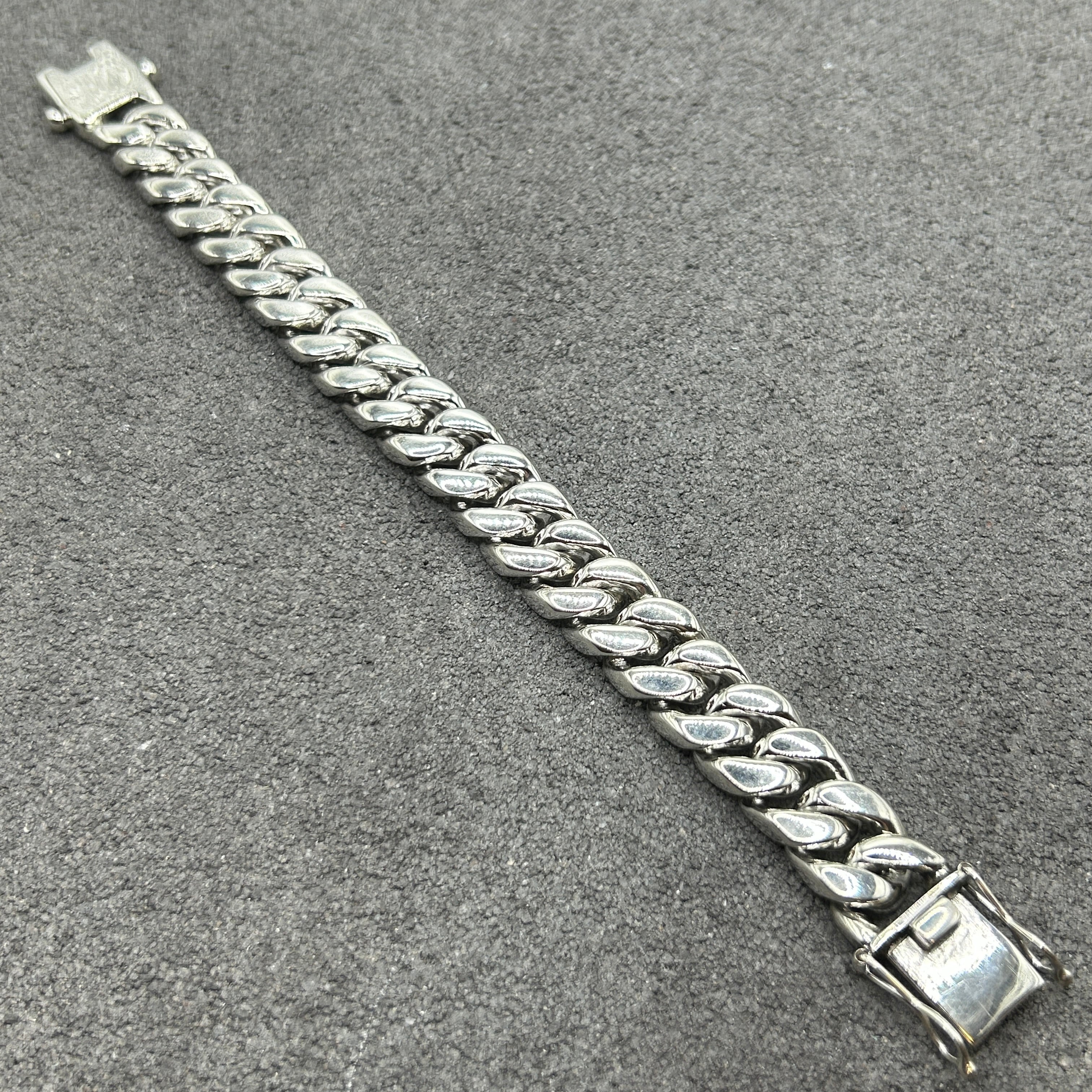 シルバー925 Silver 極太プレート喜平チェーンブレスレット/軽研磨仕上げ