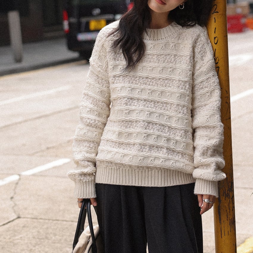 crew-neck knit pullover　J00390