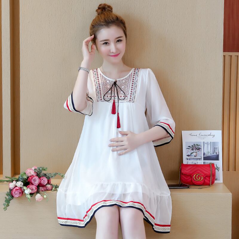 【新作】【送料無料】 新しいファッションエスニックスタイルのマタニティドレスのマタニティドレス2019夏バージョンルーズミドルスリーブマタニティドレス-アリババ サマー 夏物 expec239217105131