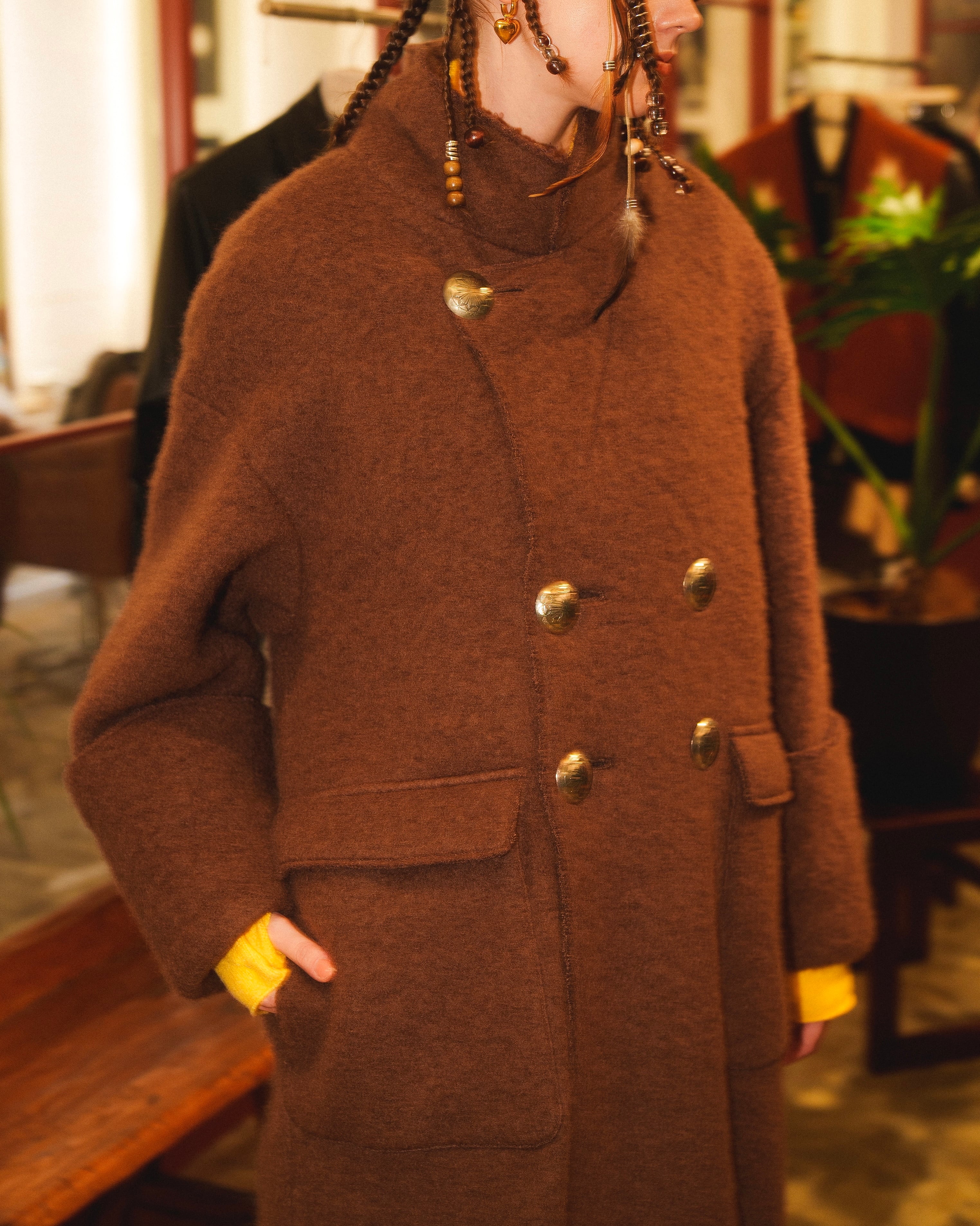 Wool Gown Long Coat / ウールガウンロングコート | AMBERGLEAM