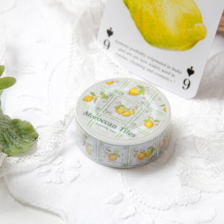 BOKI】マスキングテープ Moroccan Tiles Masking Tape [Lemon Tree