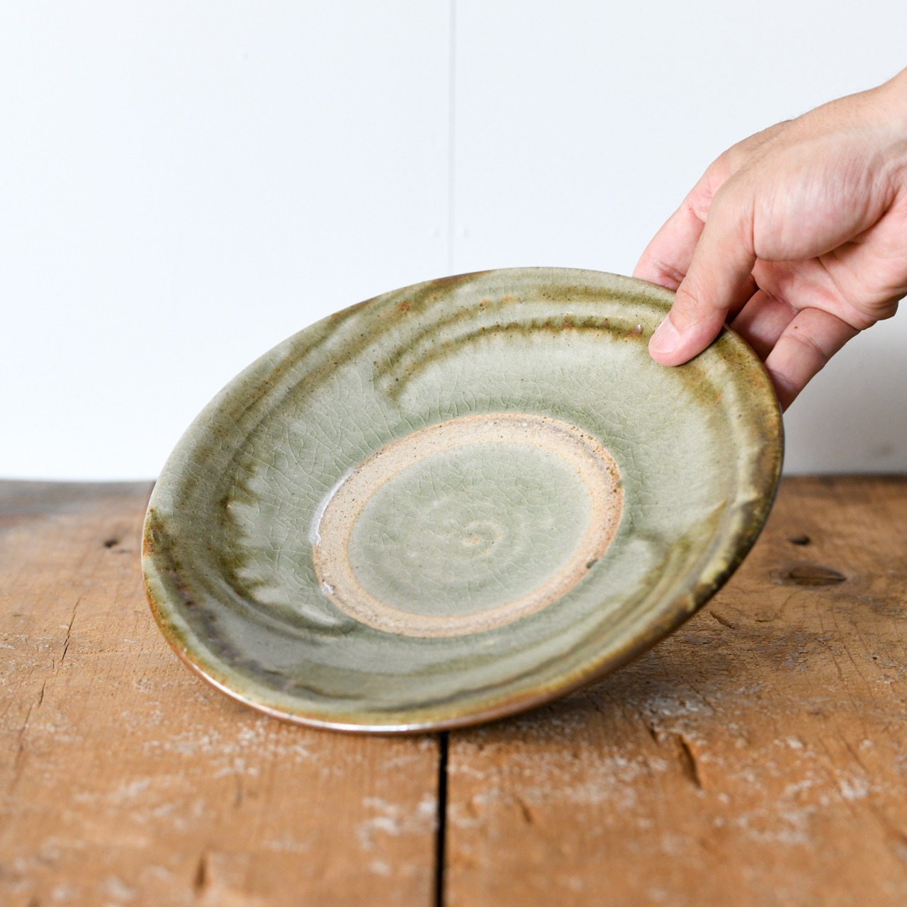 穂生窯　8寸皿（指描き）