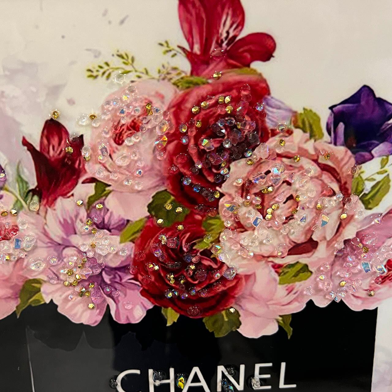 水晶絵 アートパネル オマージュアート ブランド バラ ローズ 絵画 絵