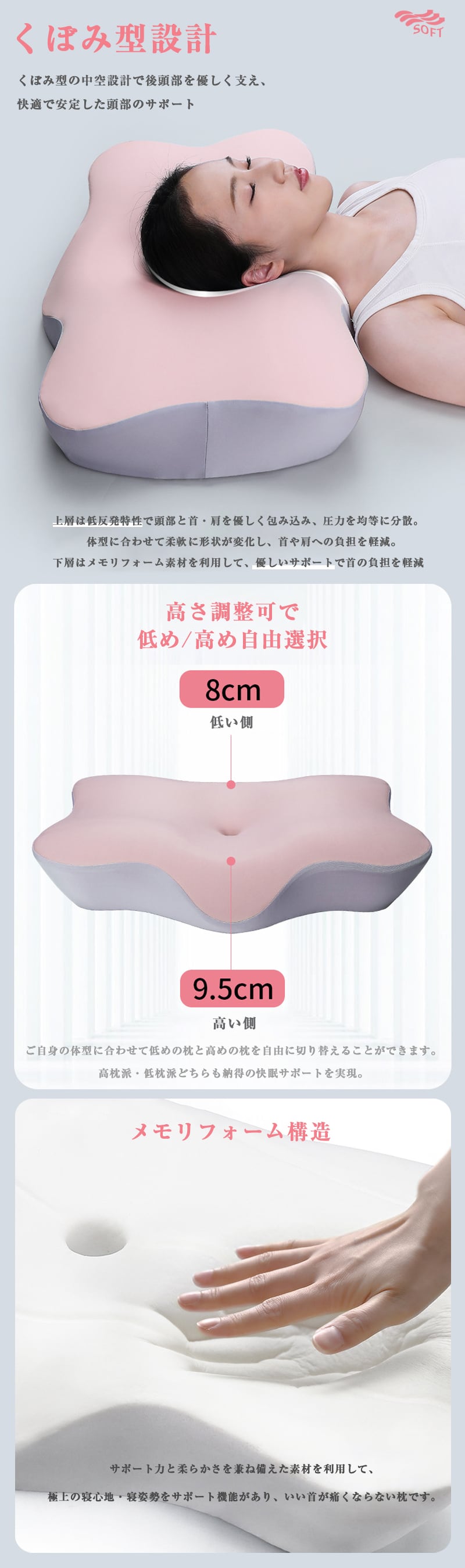 低反発枕 横向き寝 肩こり 首こり 枕 まくら ストレートネック 枕