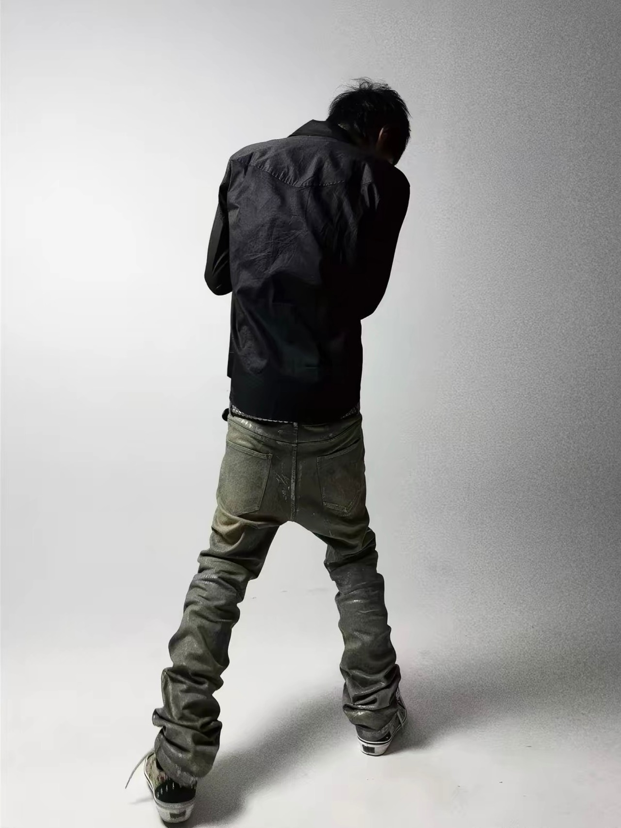 【CinderVein】Metallic Transfer Straight Denim Pants