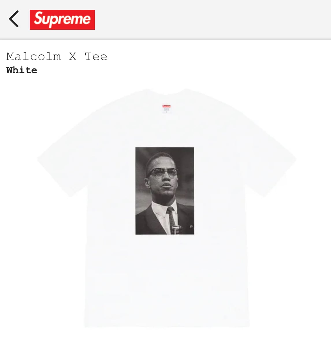 国内正規新品 M Supreme Malcolm X Tee White シュプリーム マルコム 