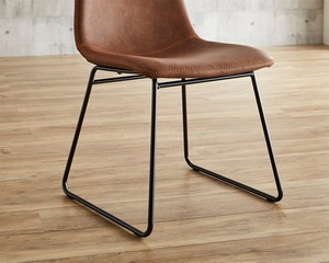 ヴィンテージレザー調 スクエアチェア 2脚セット