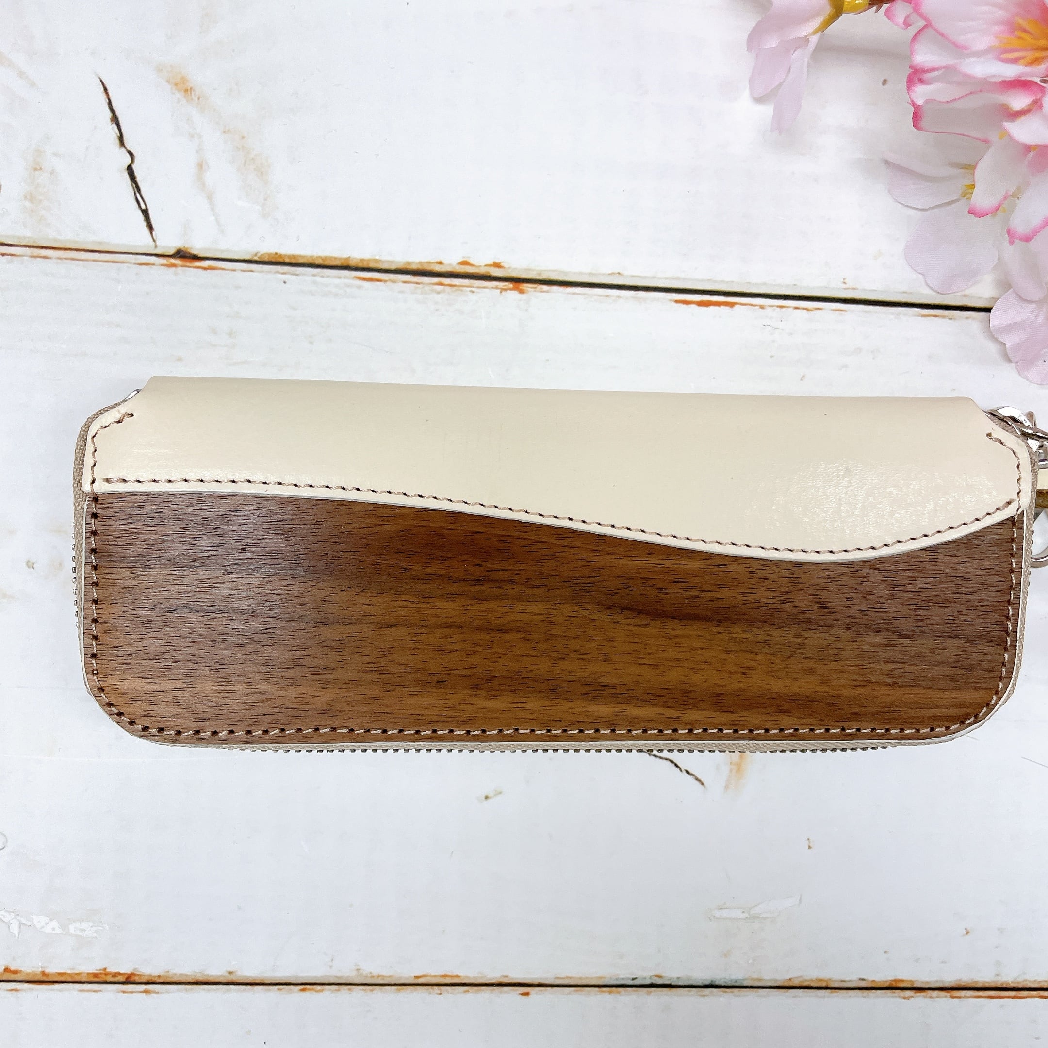 送料無料】VARCO REAL WOOD ヴァーゴ ジップペンケース（アイボリー
