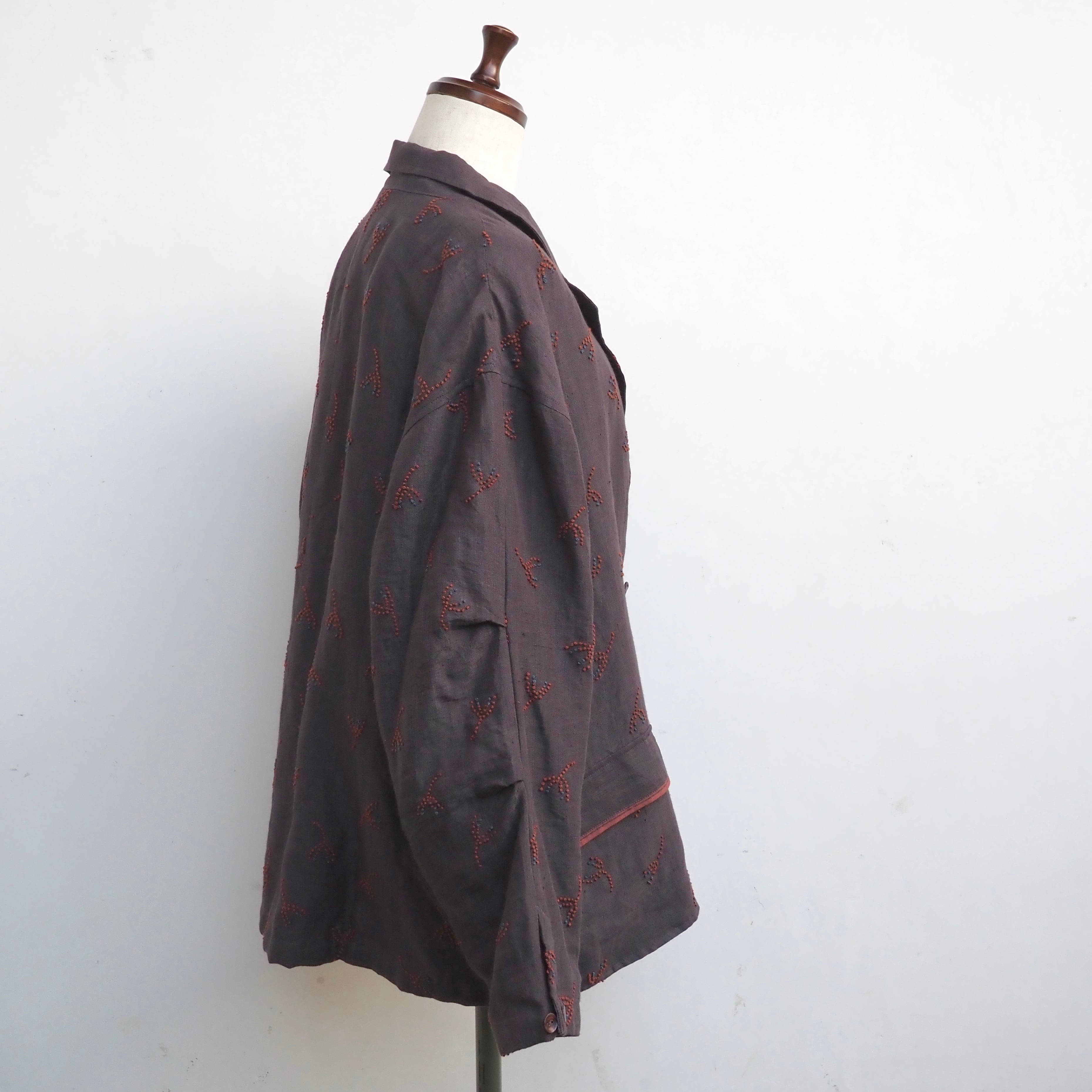 BUNON/Linen Over Jacket /オーバージャケット(black・ecru)