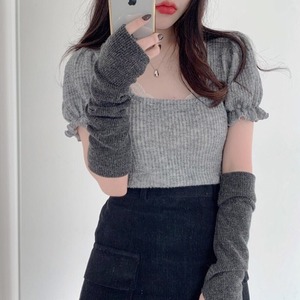 [MADE] Knitpuff Top (3 color) 正規品 韓国ブランド 韓国通販 韓国代行 韓国ファッション T-シャツ 半袖 トップ (nb) bz20121901