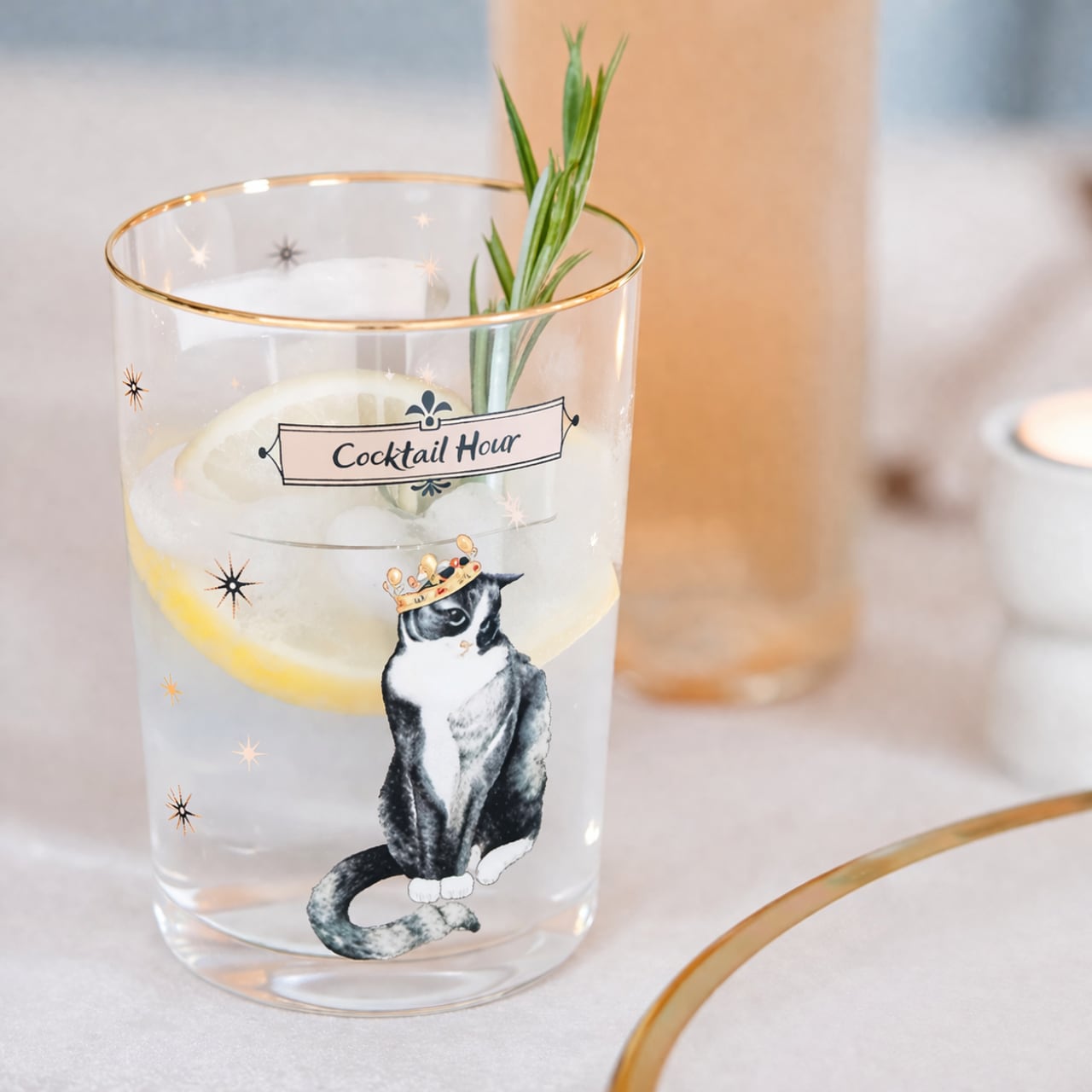 【YVONNE ELLEN】 ウォーターグラス｜ ネコ