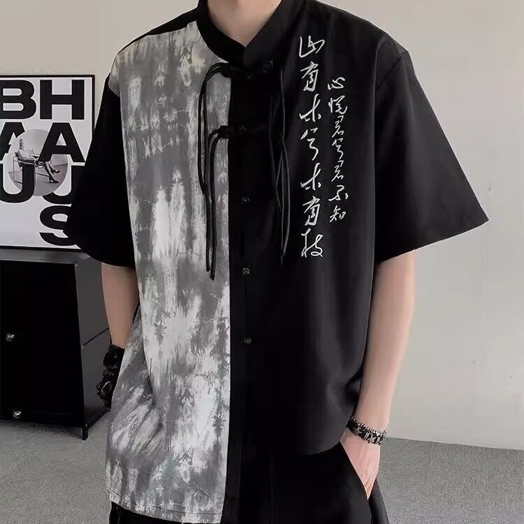 スタンドカラーグラフィックプリントシャツ 2color MTO0337