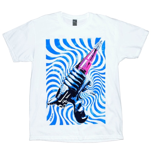 『snAwk(スノーク)』"TECHNO KILLS" hand painted Tee／M、XL