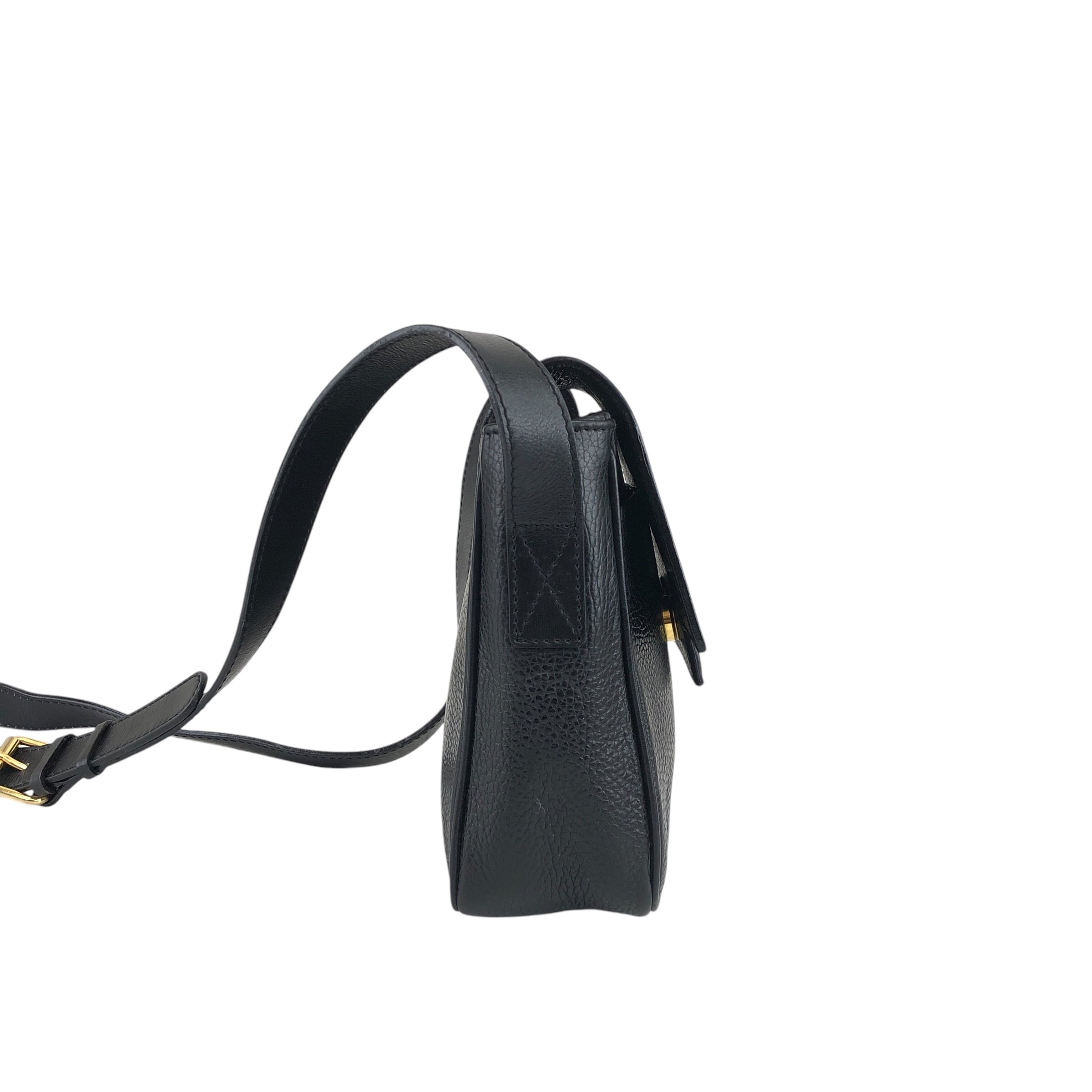 CELINE セリーヌ ショルダーバッグ ブラック ロゴ型押し レザー