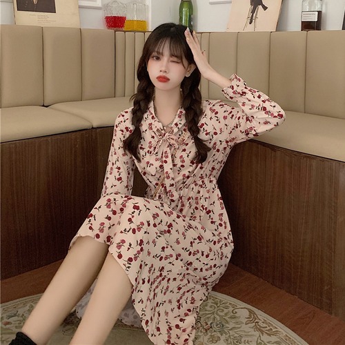 ✞清楚系♪花柄シフォンりぼんウィンターハイウェストワンピースドレス♥カワイイ♥スカート レトロ 冬物 ✞ゴスロリ SM ミリ 甘ロリ クラロリ 和ロリ エレガント 黒ロリ 姫ロリ 華ロリ BB-BB36818087679