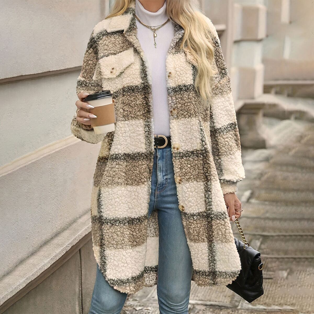 ボア ジャケット チェック柄 韓国風 レディース 春秋冬 きれいめ 大人 カジュアル おしゃれ 襟付き コーディガン 軽量 体型カバー ライトコート 大人可愛い 大人女子