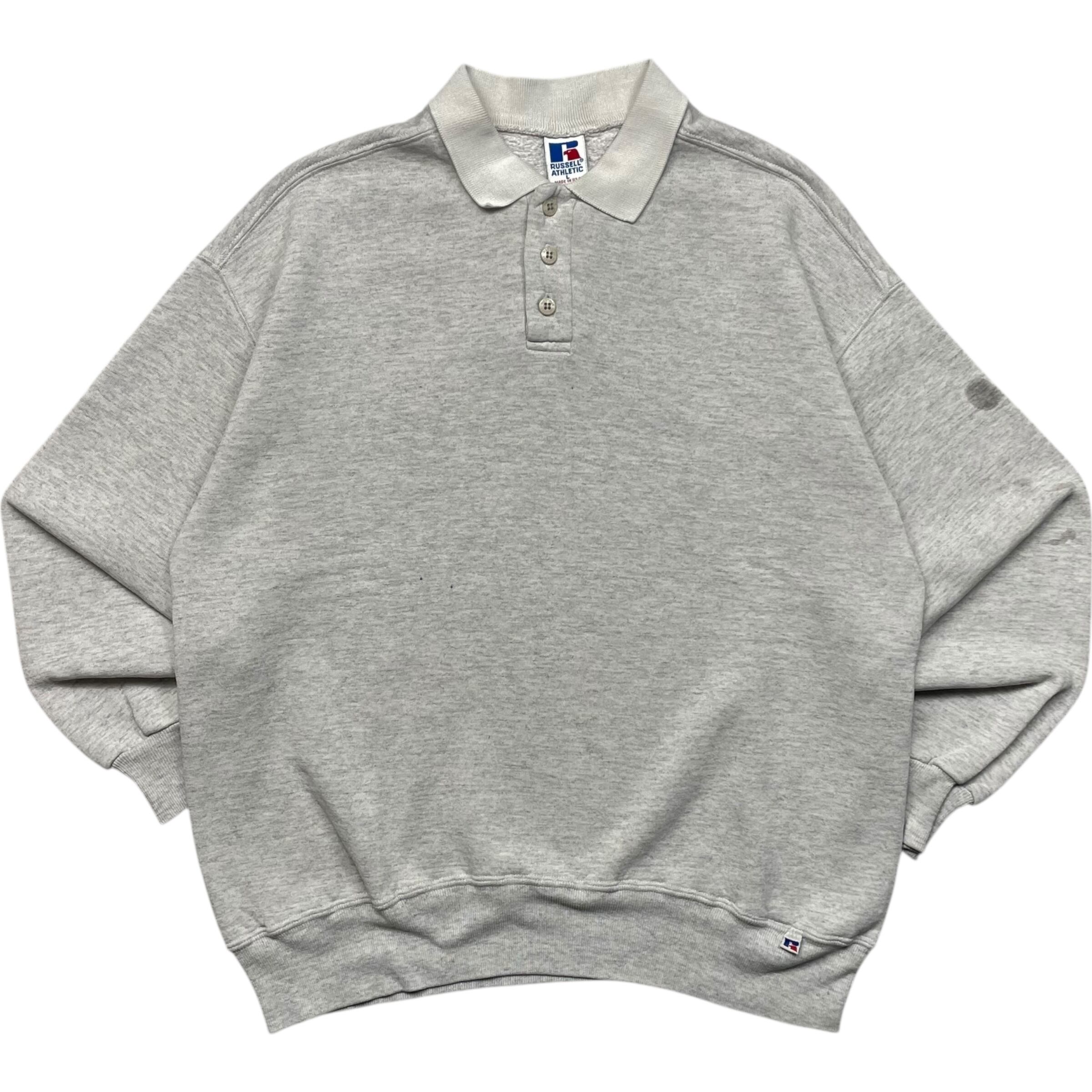 《L》 russell athletic ラッセルアスレチック スウェット ボタンダウン 無地 グレー USA製 90年代 vintage no.9506
