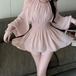 【2点セット】シャーリングフレアシフォントップス+ショートパンツ ・78503