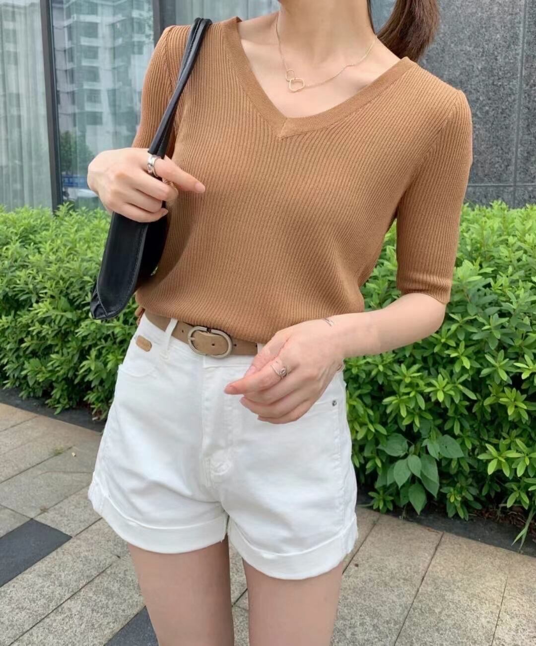 5分袖リブトップス　AJ111-5030