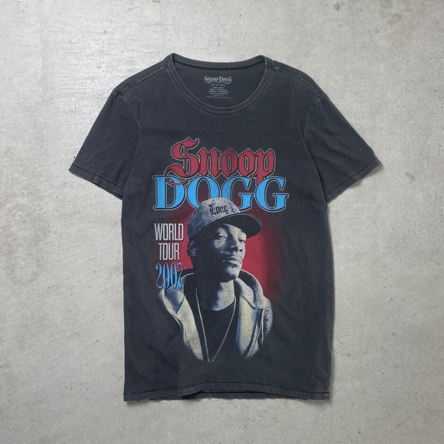 00年代 SNOOP DOGG スヌープドッグ ラップTシャツ ツアーT ヒップホップ メンズXS レディース 古着 00s リプリント アーティスト HIP HOP チャコールグレー フェードブラック 黒 【Tシャツ】/ブラック