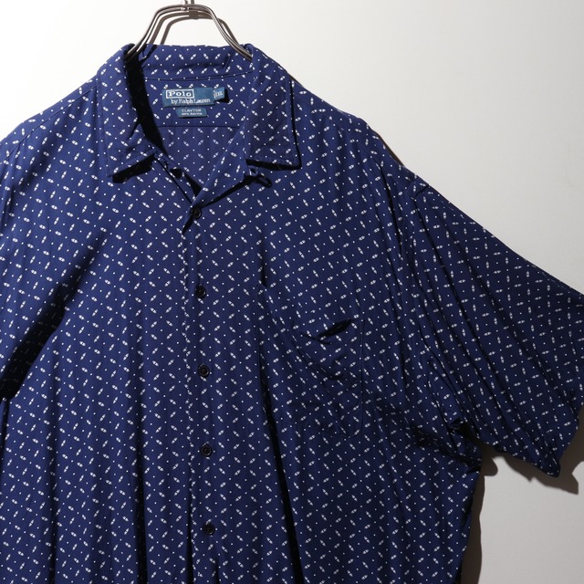 極美品 XL レーヨン 和柄 ポロスポーツ 半袖開襟アロハシャツ 鷹  