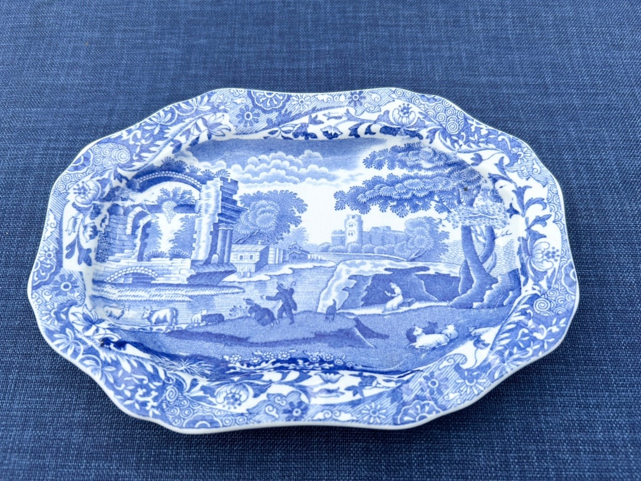 SPODE社　Blue Italian　ソープディッシュ（約15.5cm）（コープランドスポード）